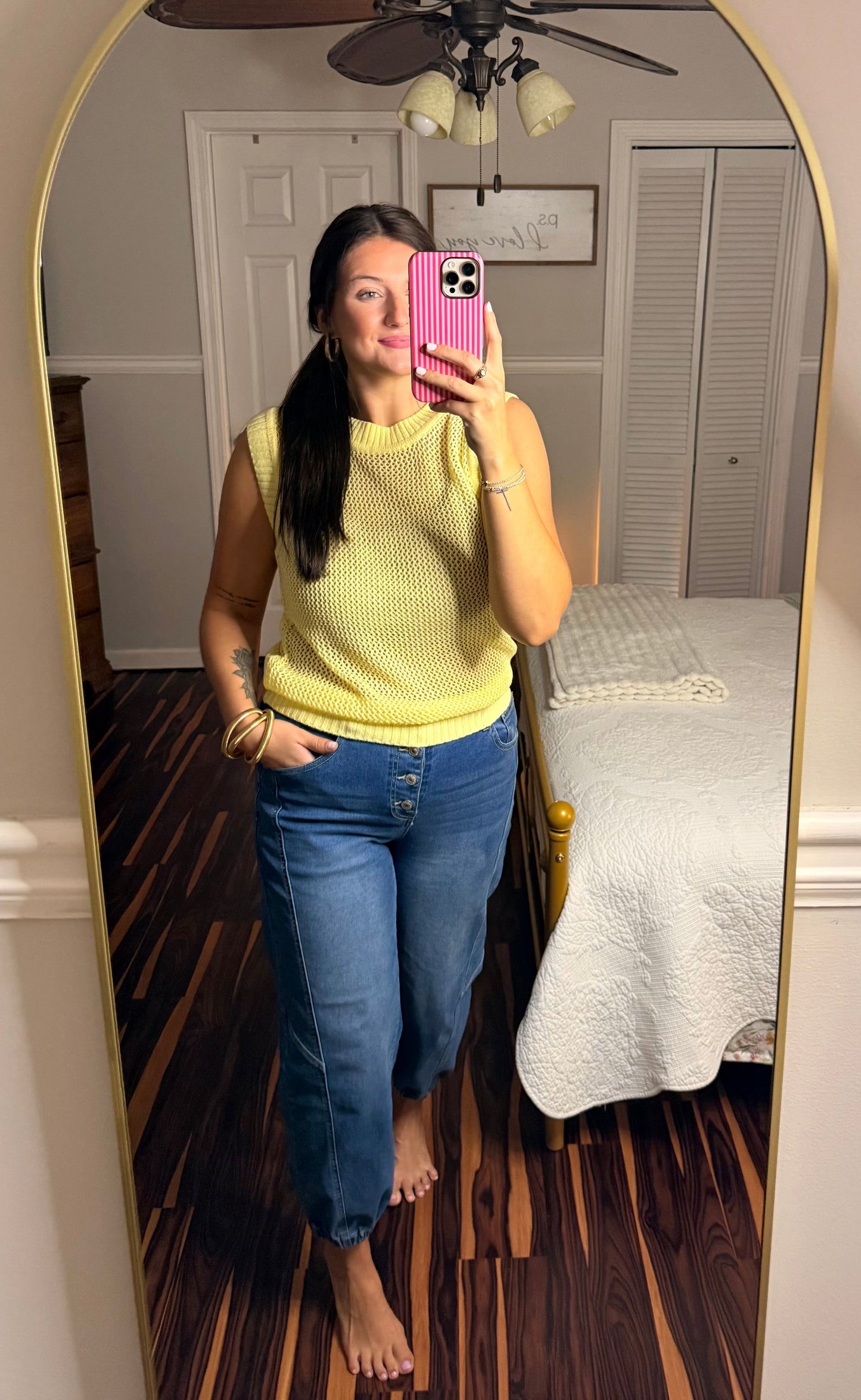 Knit Sleeveless Sweater - Yellow