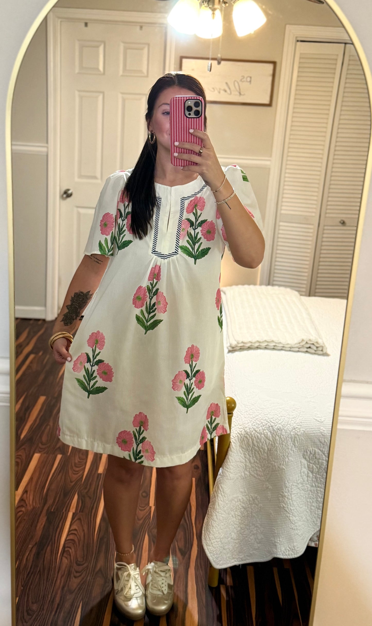 White-Pink Floral Dress