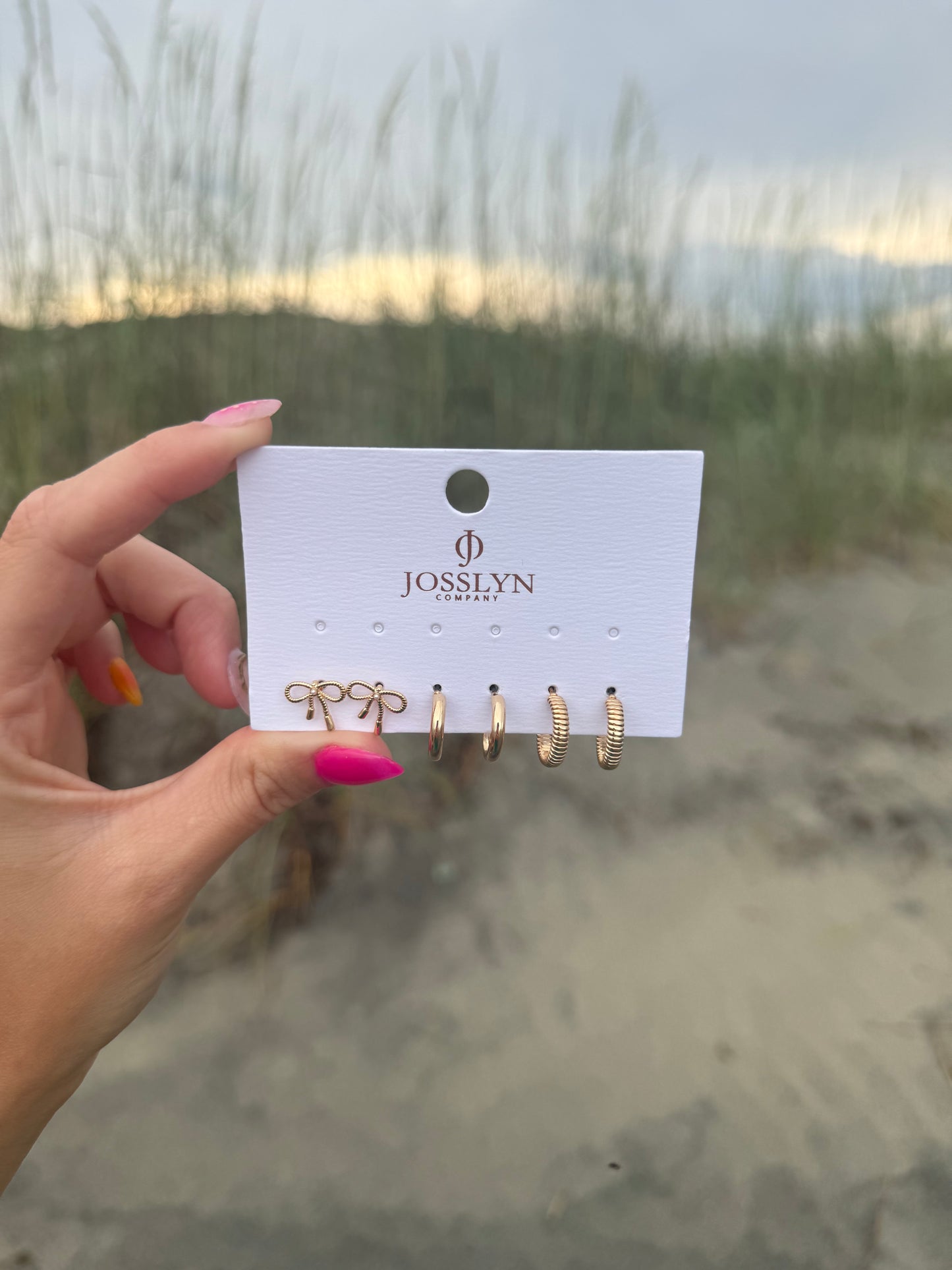 Gold Mini Bow Hoop Earring Set
