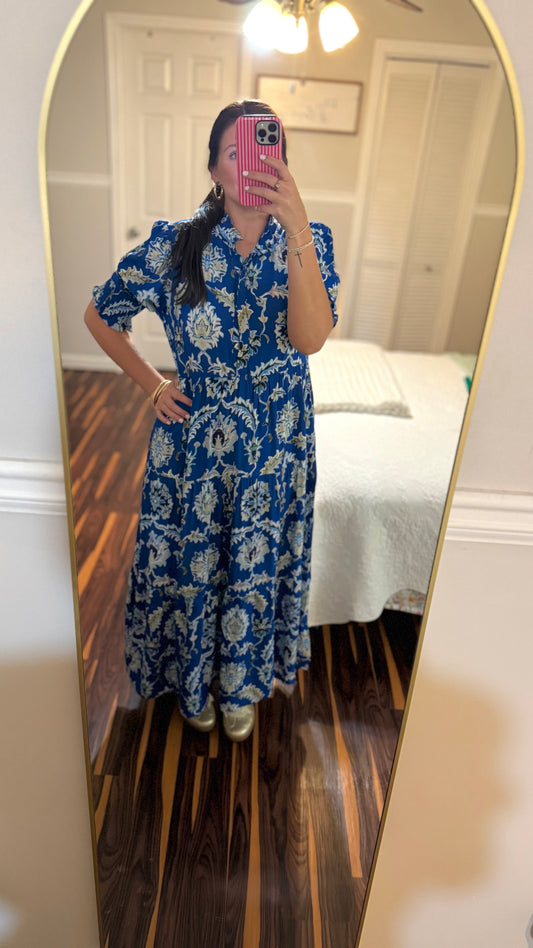 Navy Maxi Floral Dress