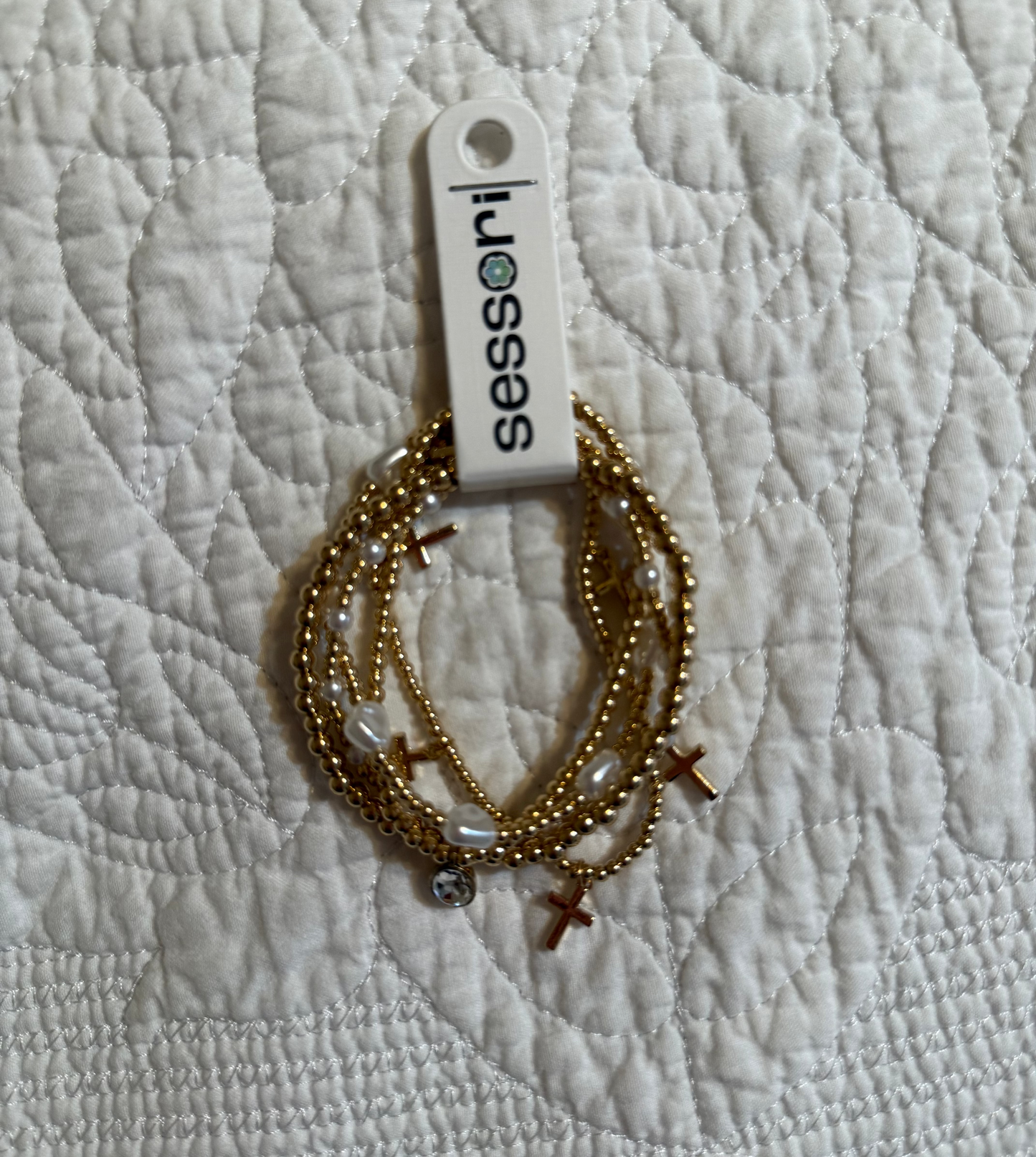 Cross Pearl Bracelet Set of 5